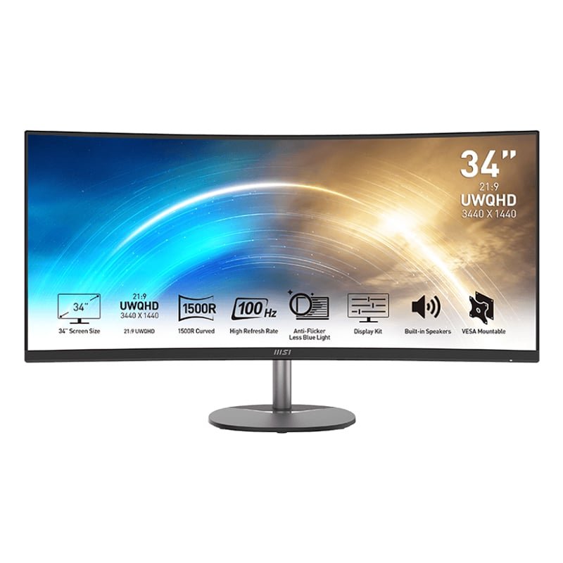 MSI PRO MP341CQ 34″ VA Ultrawide Curved Pro Monitor (1500R